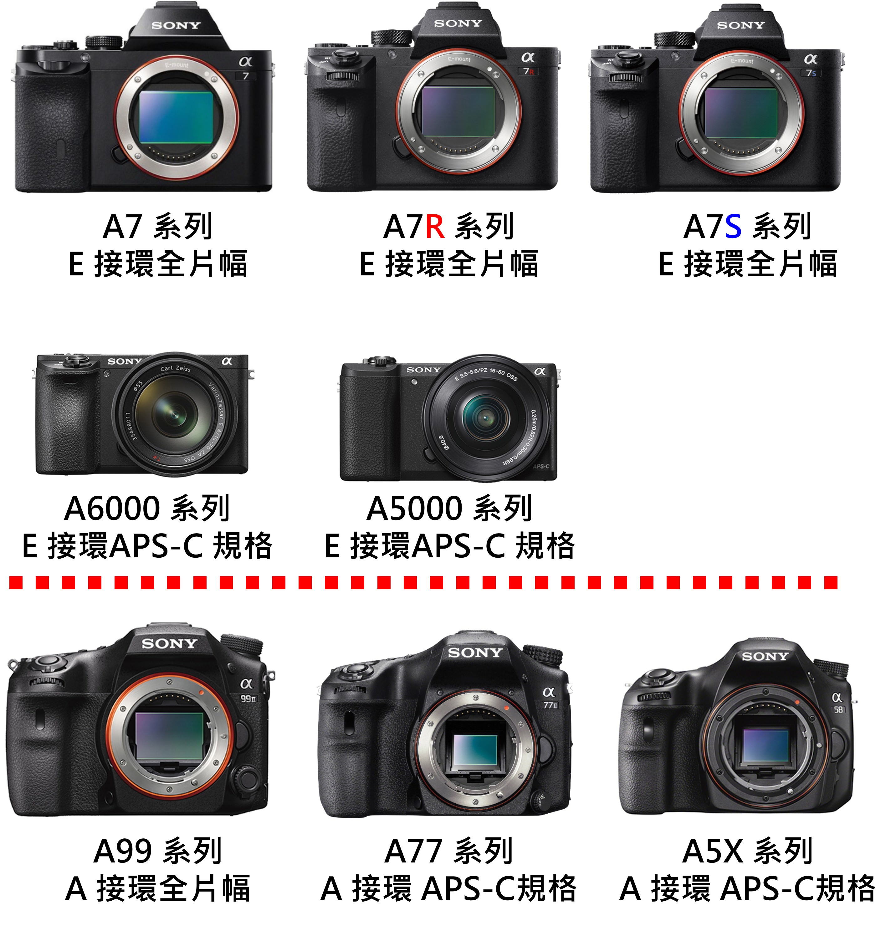 Sony 單眼相機比較