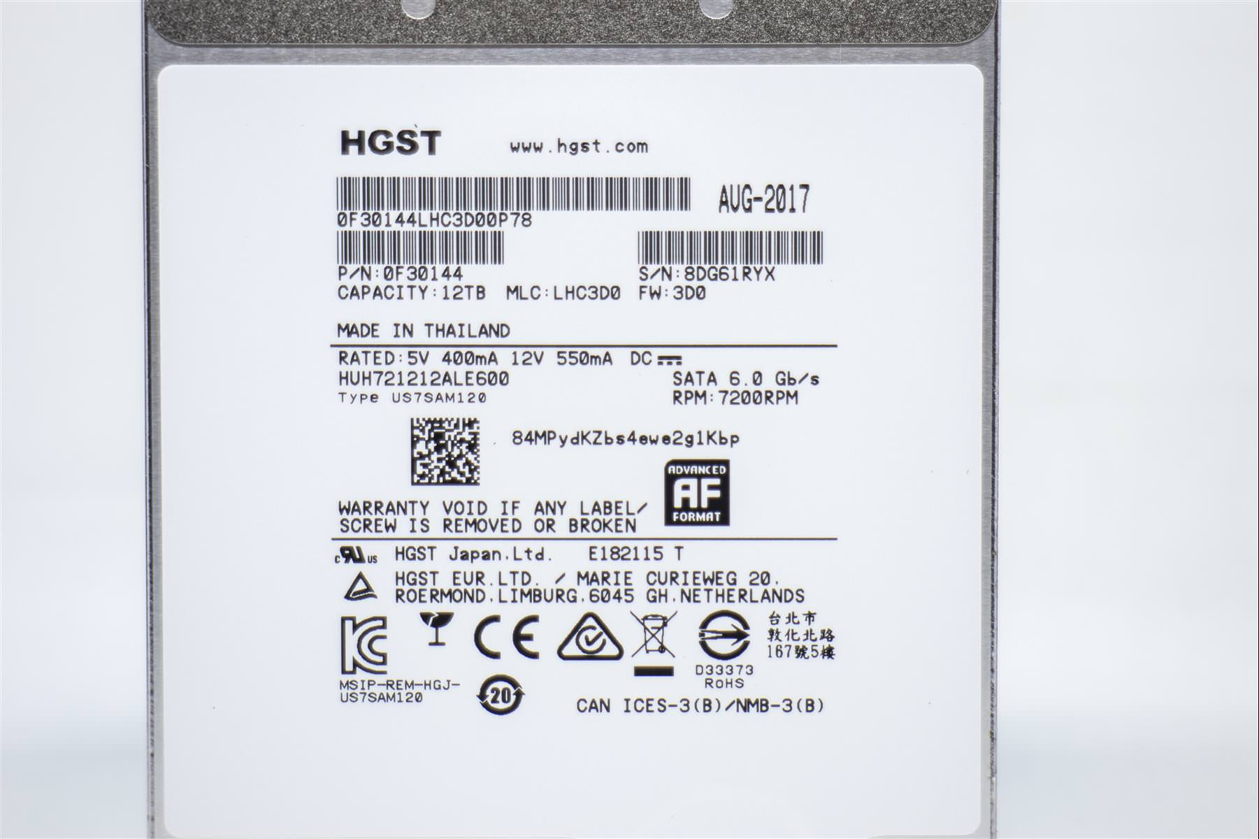 [3C 開箱] HGST Ultrastar He12 12TB 氦氣硬碟 , 容量革新、更安全耐用