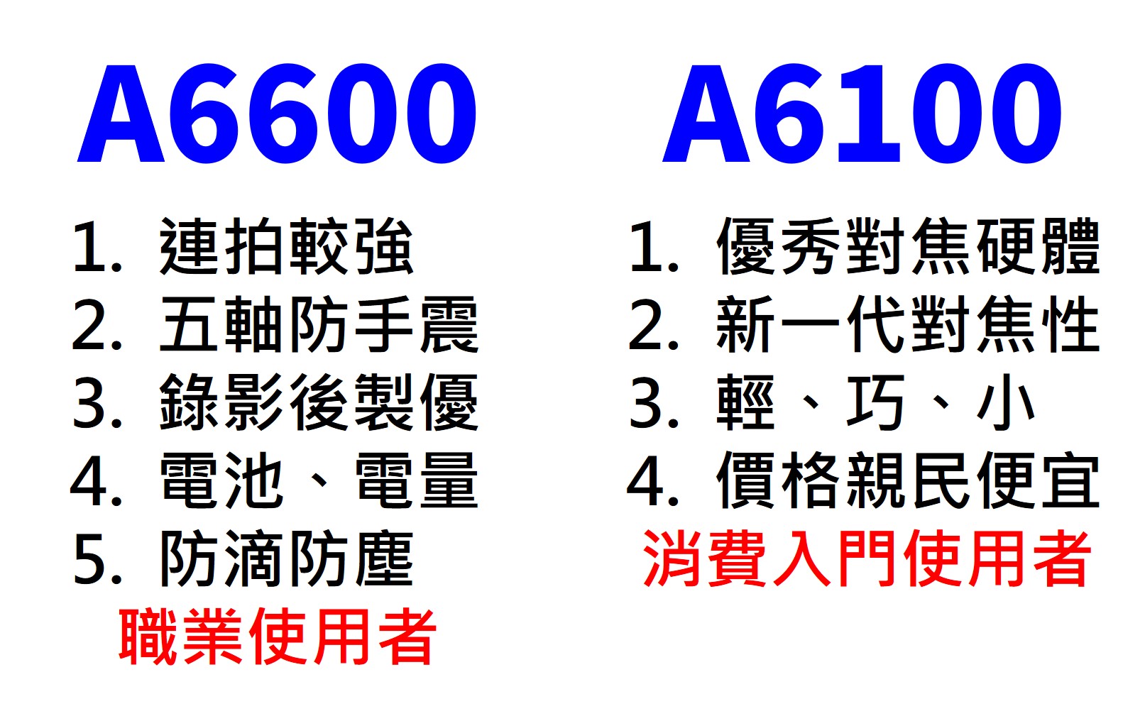 A6600 A6100 購買比較